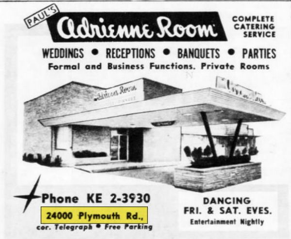 Pauls Steak House - Mar 1960 Ad For Adrienne Room (newer photo)